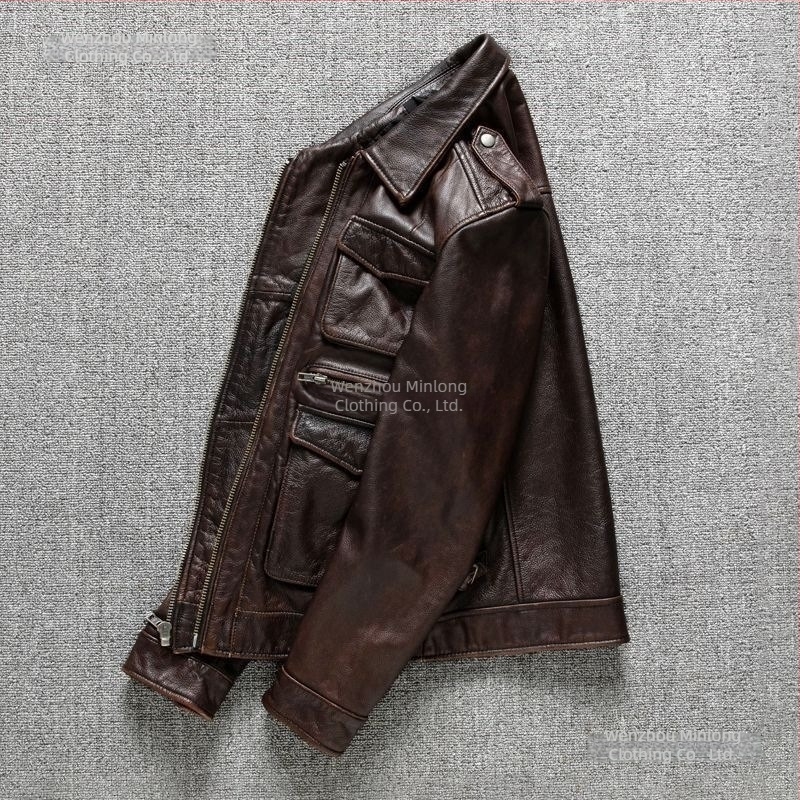 Bőrkabát szűk fazon, rever gallér, cipzár, báránybőr, ultra rövid hossz