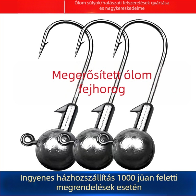 Ólomból készült fejű horog, barb nélküli, éles heg, belső görbület, méret 3.5, súlyozott horog tengeri part menti horgászathoz