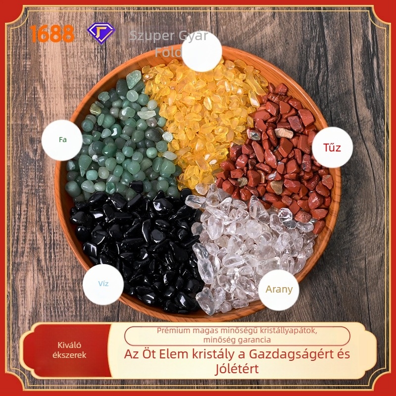 Buddha-témájú akváriumi dekorációhoz tervezett kristálychippek — Természetes öt elem kristály, Márka Chuse, Modell CSHH-20251215, Csomagolás papírdoboz