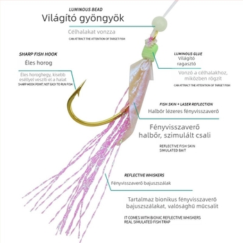 Bold Vastagított vonal, valós halbőr – biomimetikus fehér csíkos zsinóros horog tengeri horgászathoz