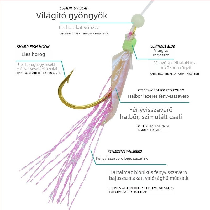 Bold Vastagított vonal, valós halbőr – biomimetikus fehér csíkos zsinóros horog tengeri horgászathoz
