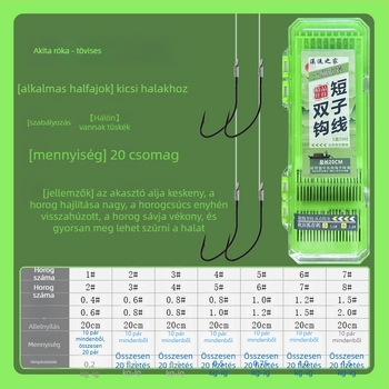Hagyományos horgászhorog készlet, 8 horog variációval, 200 db a csomagban