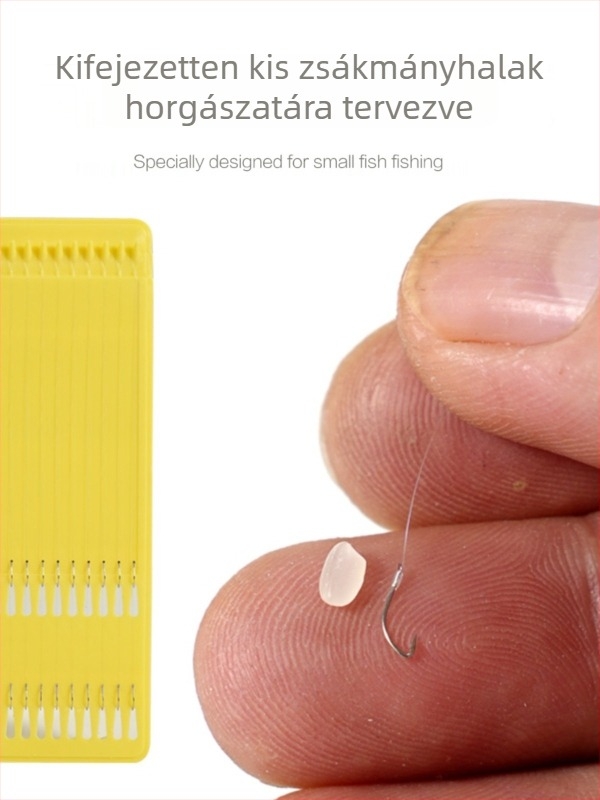 Előre kötött mini félhold horogkészlet alárendelt vonallal, dupla horoggal és mikro horogokkal kis halakhoz