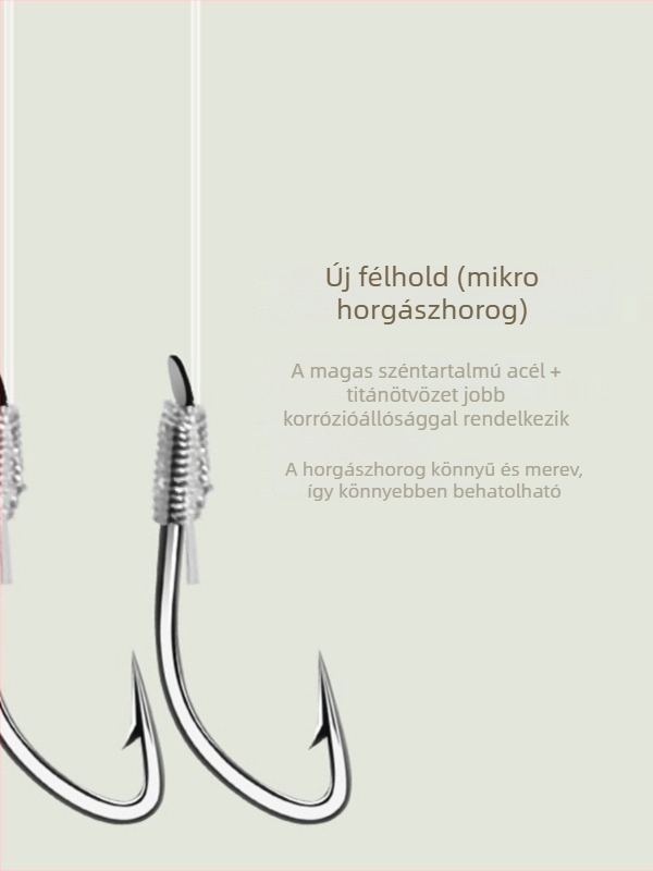Előre kötött mini félhold horogkészlet alárendelt vonallal, dupla horoggal és mikro horogokkal kis halakhoz