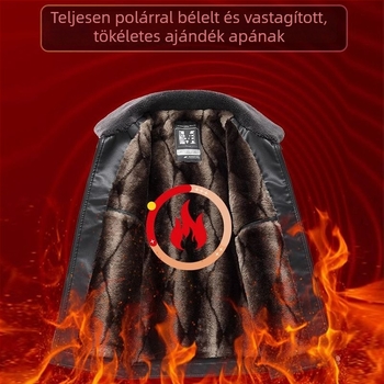 Woodpecker férfi PU bőrdzseki szőrme gallérral, ősz-tél, fleece bélés, cipzáras zárás