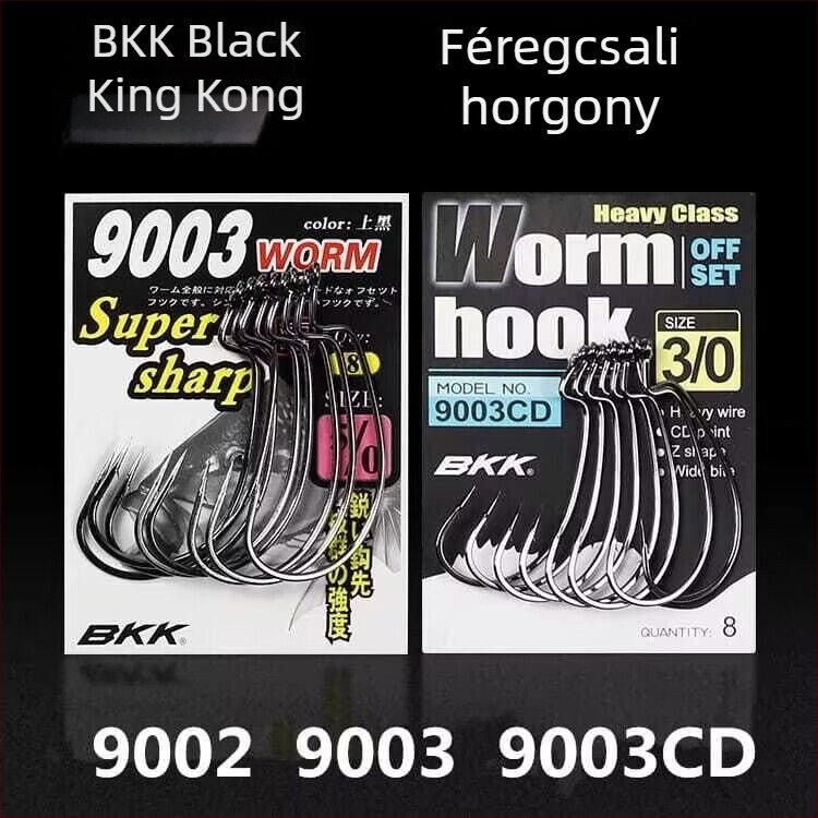 BKK Megerősített tengeri horgászhorog basszhoz, crank horog széles hasú és keskeny hasú, puha csali horog, modellek 9001 9002 9003CD