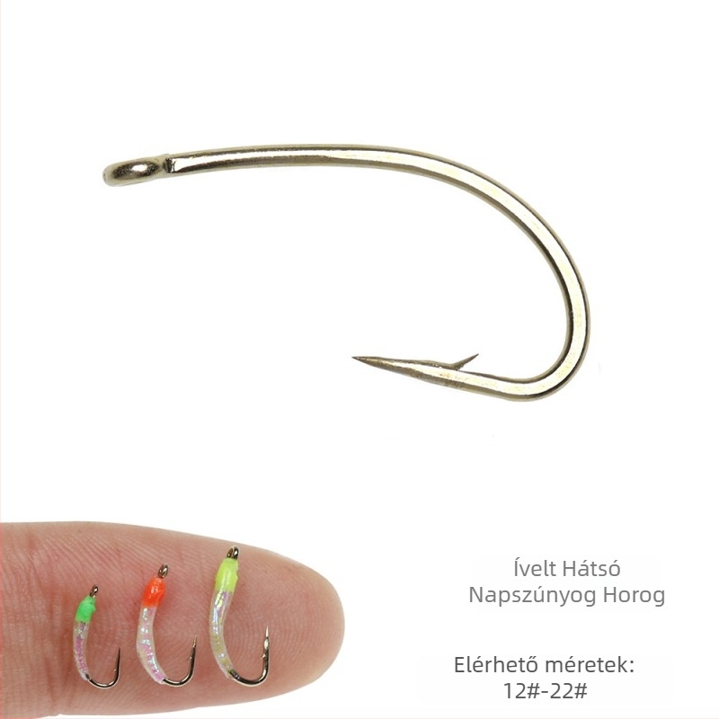 Nimfa legyekhez való horog, ívelt hátú, magas széntartalmú acélból, tövises, patakhoz
