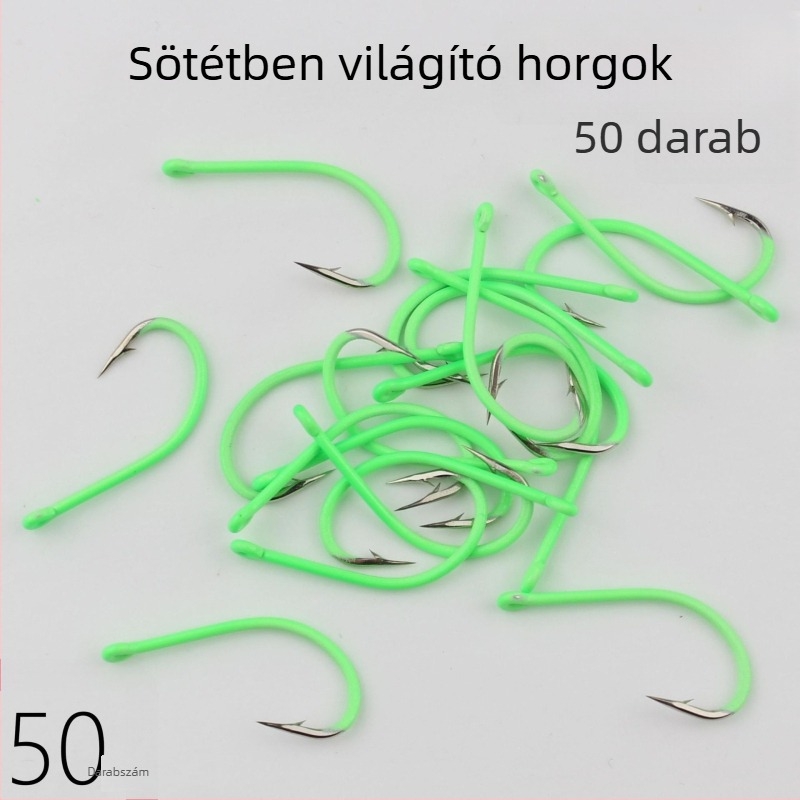 Fénylő cső horogok tüskékkel, hosszú nyél a tengeri horgászathoz, bass és sárga croaker horogok