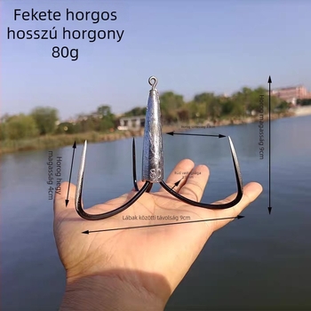 Ólomos fejű horgászhorog harcsára, három kampóval