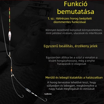 Kétszárú horog horgászathoz, futó zsinóros változat, csap nélküli, 100 db, óceánparti horgászatra
