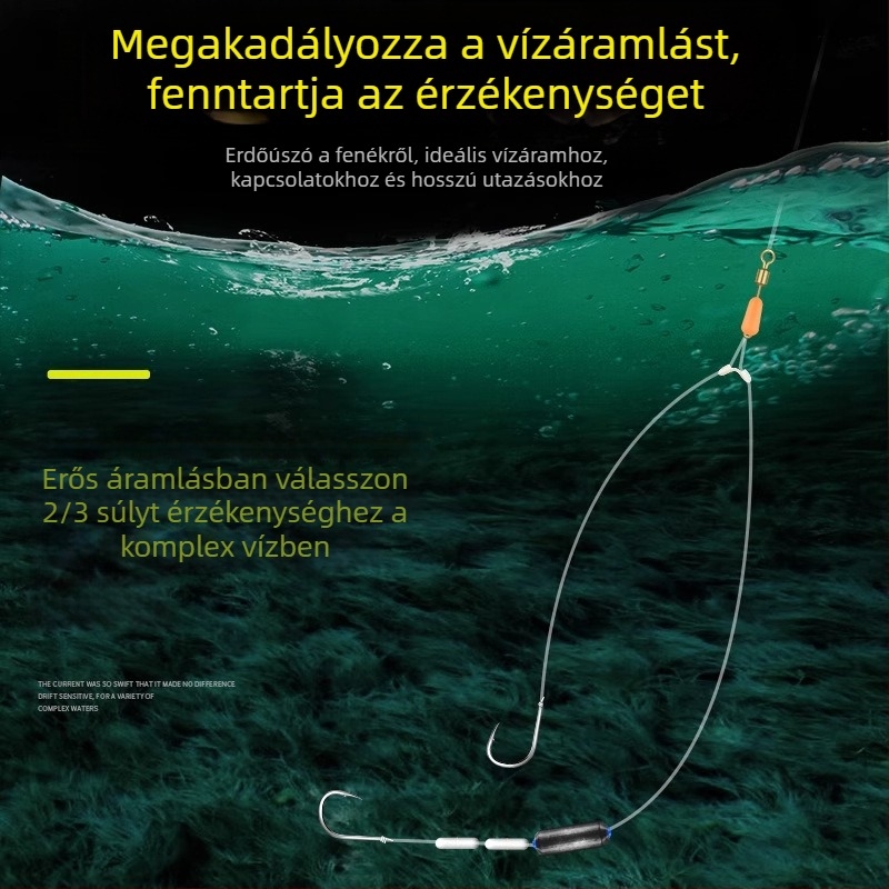 Kétszárú horog horgászathoz, futó zsinóros változat, csap nélküli, 100 db, óceánparti horgászatra