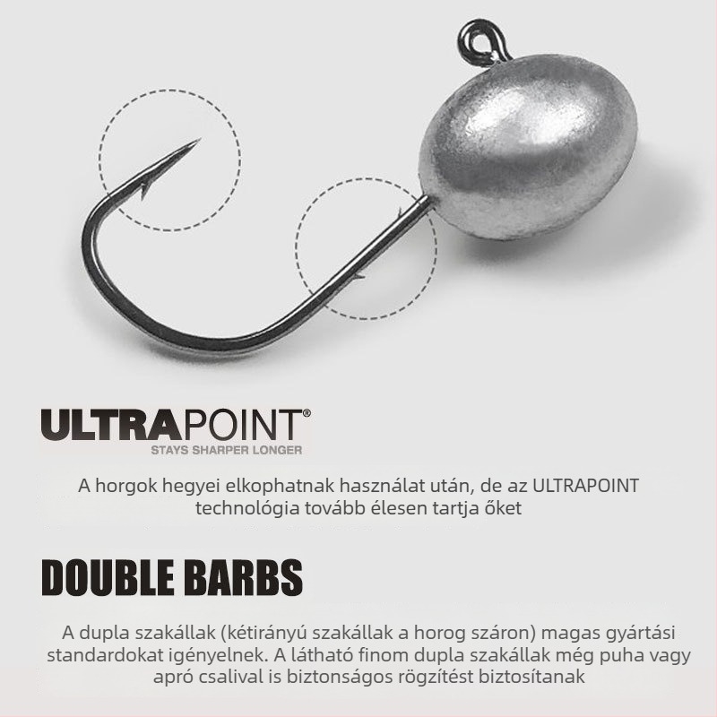 Mustad finom dupla ólomos fejű horog, 1–7 g, horgászat minnows-ra és lágy csalira, tojás horog
