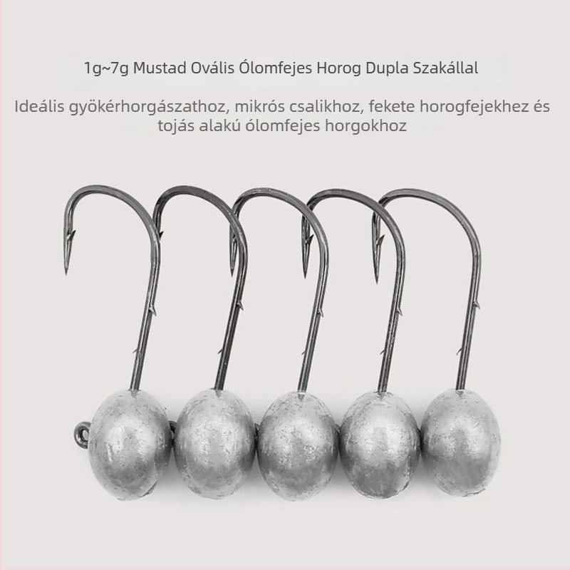 Mustad finom dupla ólomos fejű horog, 1–7 g, horgászat minnows-ra és lágy csalira, tojás horog