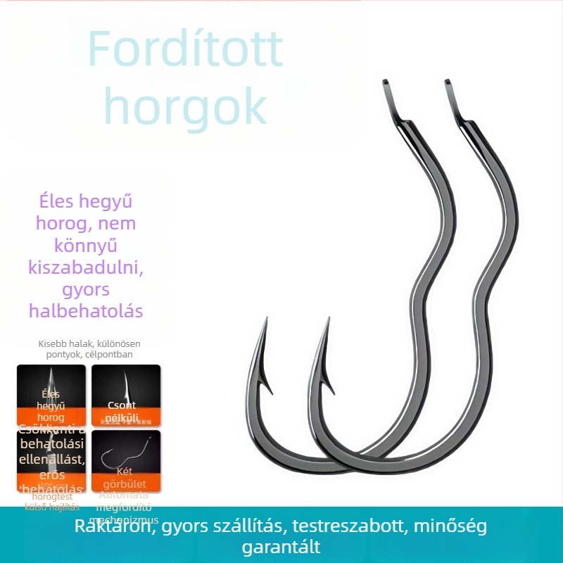 Automatikus forgóhorog horgászatokra — három görbületű horog, szénacélból, akasztóval, 20 000 darabos csomag
