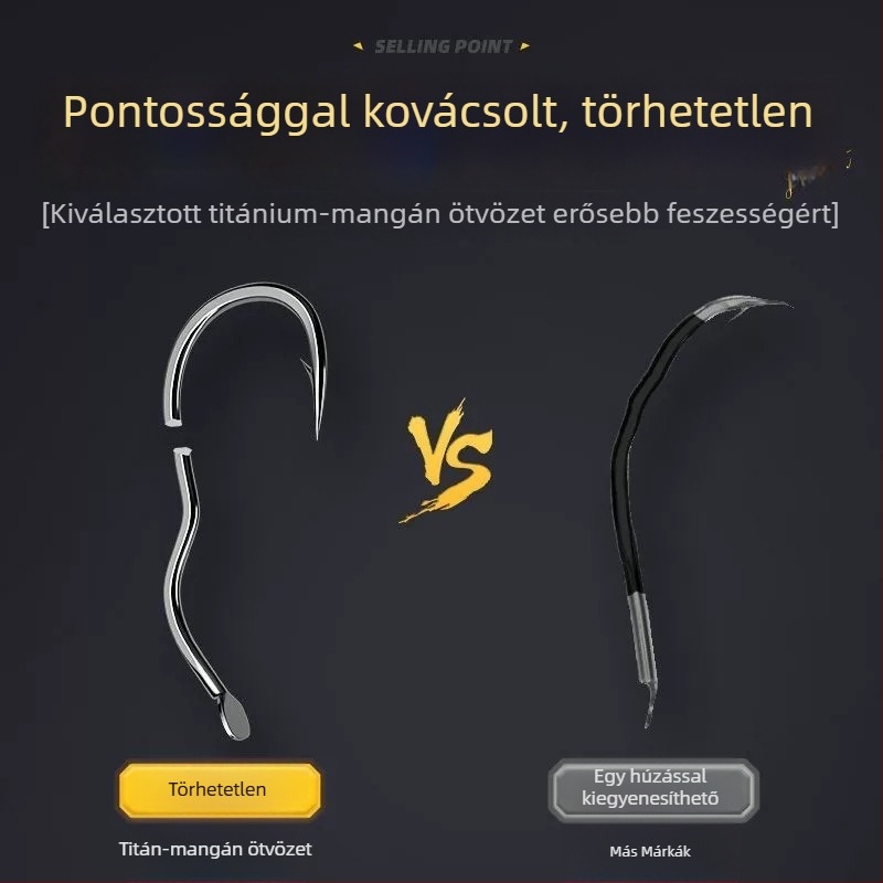 Automatikus forgóhorog horgászatokra — három görbületű horog, szénacélból, akasztóval, 20 000 darabos csomag
