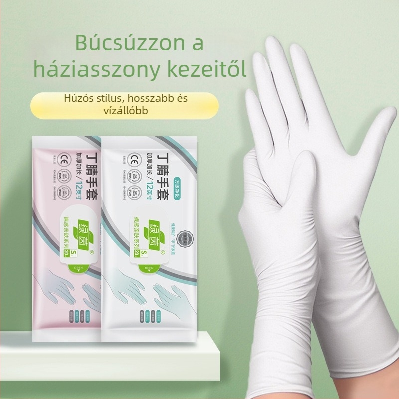 Nitril egyszer használatos kesztyűk konyhai és mosogatási felhasználásra, vastagított, egyszínű, 220 g, dobozban 30/50