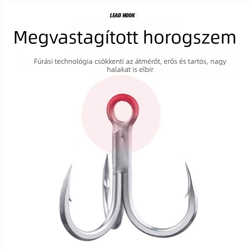 BKK Luya horog 6071-4X-HG, háromágú horog, négyszeres megerősítés, korrózióálló tengeri horgászathoz, műcsali horog
