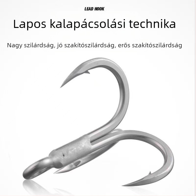 BKK Luya horog 6071-4X-HG, háromágú horog, négyszeres megerősítés, korrózióálló tengeri horgászathoz, műcsali horog