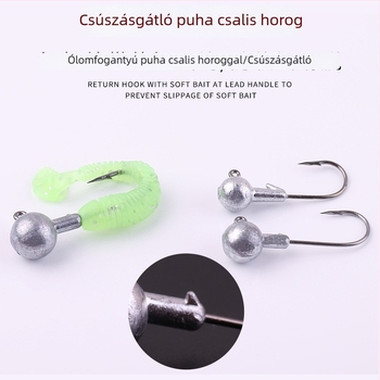 Ólomfejű horog lágy műcsalikhoz, méret 1,5, tömeg 1–14 g