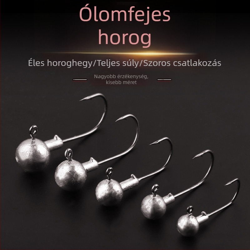 Ólomfejű horog lágy műcsalikhoz, méret 1,5, tömeg 1–14 g