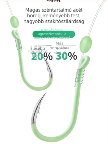 Tengeri horgászrig szénszálas vezetékekkel, világító a sötétben, három horoggal, hosszúság 1,38 m
