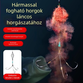Új tároló doboz pontyhorgászathoz: acélsodrony, kész fonott zsinór, előkötött alhurok, dupla horog, nyolcas horog, háromágú és négyágú horog