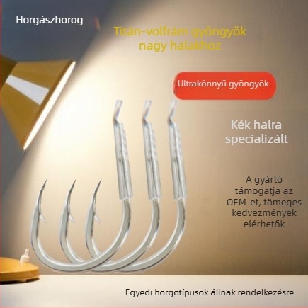 Ise-stílusú nagy halas horog horoggal és vastag vérréteggel, titán-tungsten acél gyöngyök, két dobozos készlet