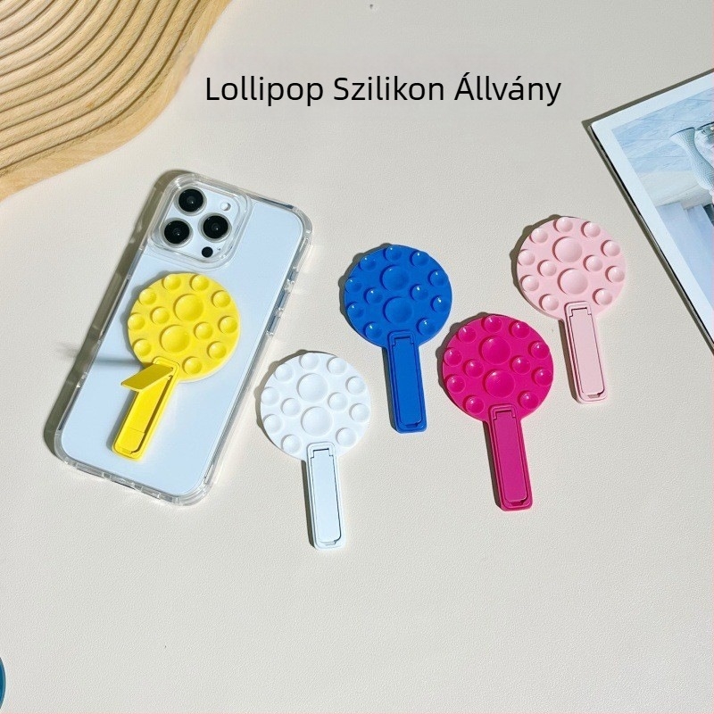 Szilikon szívófejes telefon-tartó, összecsukható, univerzális állvánnyal, karikatúra-stílusban