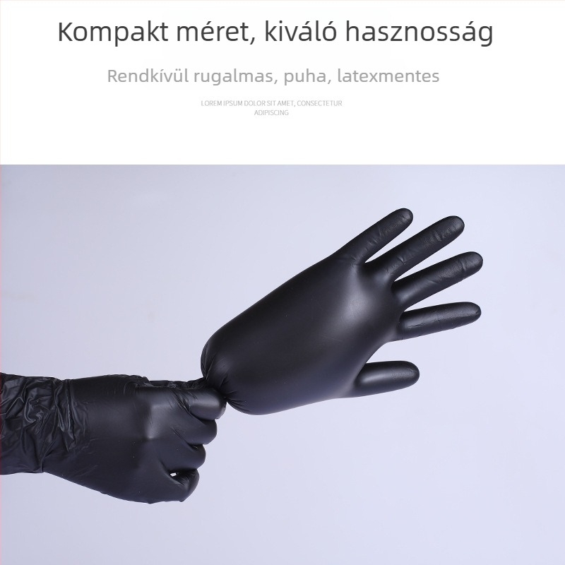 Egyszer használatos kesztyűk, 24 cm hosszú, 0.5 mm vastagságú, modell 002, orvosi, kozmetikai, élelmiszer-feldolgozási és gyártási műhelyek számára