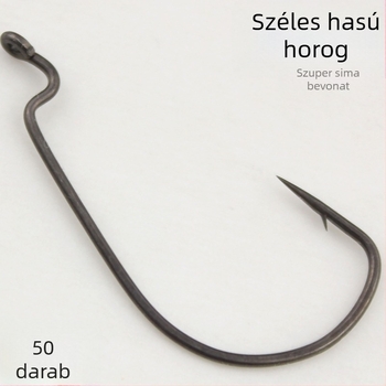 PTFE bevonat horgászhorog, barb nélküli, crankbait stílusú, széles testű