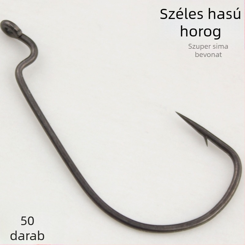 PTFE bevonat horgászhorog, barb nélküli, crankbait stílusú, széles testű