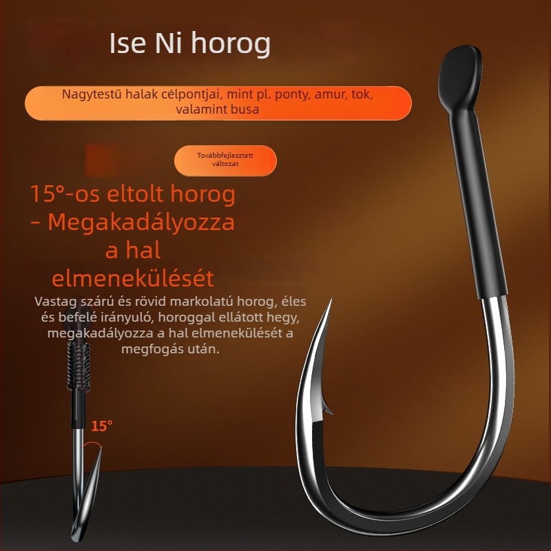 Nagyhalakhoz tervezett megerősített dupla horog éles tüskékkel