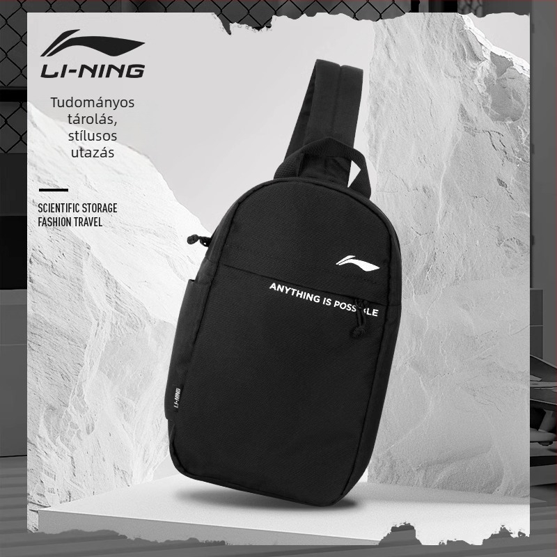 Li-Ning férfi crossbody táska, könnyű, nagy kapacitású, kültéri sportokhoz és utazásokhoz