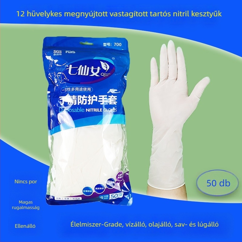 Seven Fairies egyszer használatos nitril kesztyűk - megerősített, élelmiszer-minőségű, vízálló és olajálló