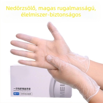 Egyszer használatos PVC kesztyűk, élelmiszer-minőségű, átlátszó, légáteresztő, normál vastagság, alkalmas cateringhez és sütéshez