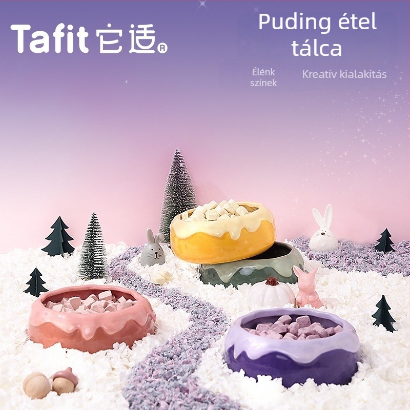 Kerámia kisállat etető tál anti-tip dizájnnal – hamster, csincsilla, nyúl és tengerimalac számára – Tafit/it suits