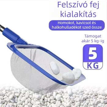 Rozsdamentes acélból készült gyermekeknek szánt négyszögletes halastó háló teleszkópos bottal, kód 00201, súly 300 g, akvarisztikai felszerelés
