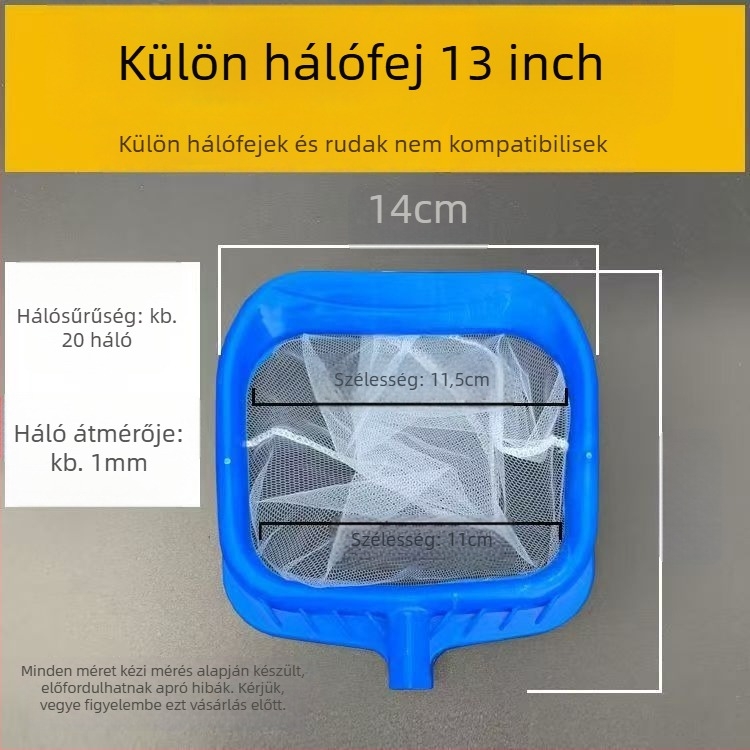 Rozsdamentes acélból készült gyermekeknek szánt négyszögletes halastó háló teleszkópos bottal, kód 00201, súly 300 g, akvarisztikai felszerelés