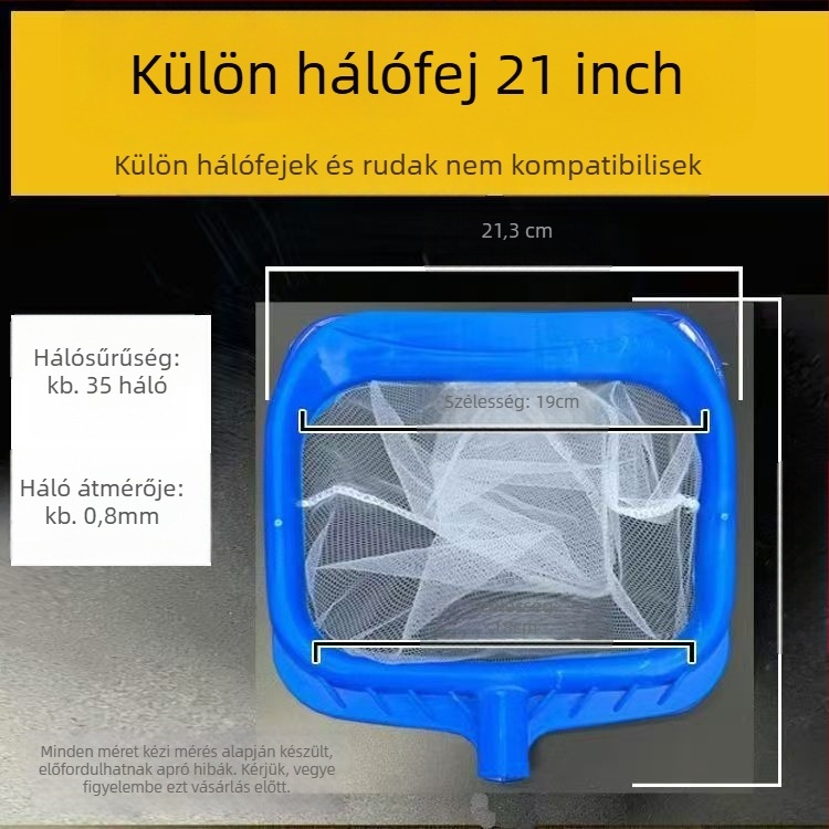 Rozsdamentes acélból készült gyermekeknek szánt négyszögletes halastó háló teleszkópos bottal, kód 00201, súly 300 g, akvarisztikai felszerelés