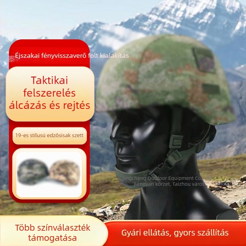 M19 kamuflált sisakfedél Velcro-val és fényvisszaverő csíkkal, egy- vagy kétoldalas