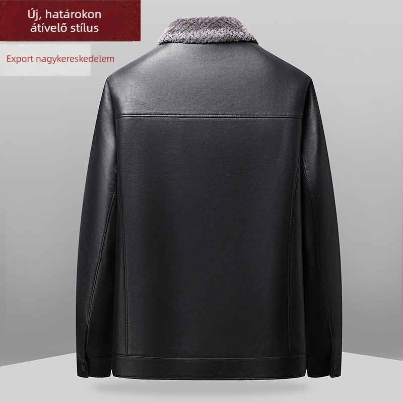 PU bőrkabát fleece belsővel, őszi-téli szezonra