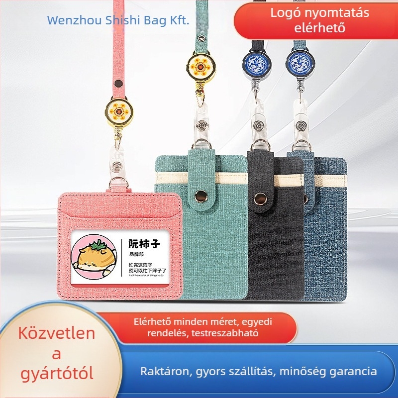 Kártyatartó lánccal és könnyen kihúzható csattal – védőtok munkaazonosítóhoz, belépőkártyához, busz-kártyához és diákigazolványhoz, multifunkcionális kártyatartó