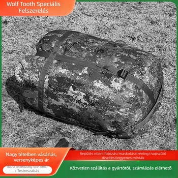 Kamuflázs hálzsák boríték-stílusban, felnőtteknek, vastagabb szigeteléssel, nedvességálló, téli–nyári kettős használat