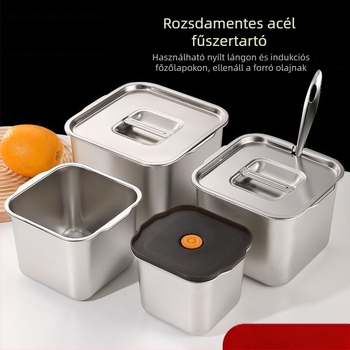 Rozsdamentes acél fűszertartó – vastagított kivitel kereskedelmi konyhákhoz, szilárd fűszerekhez, nyomtatott logóval és testreszabási lehetőséggel