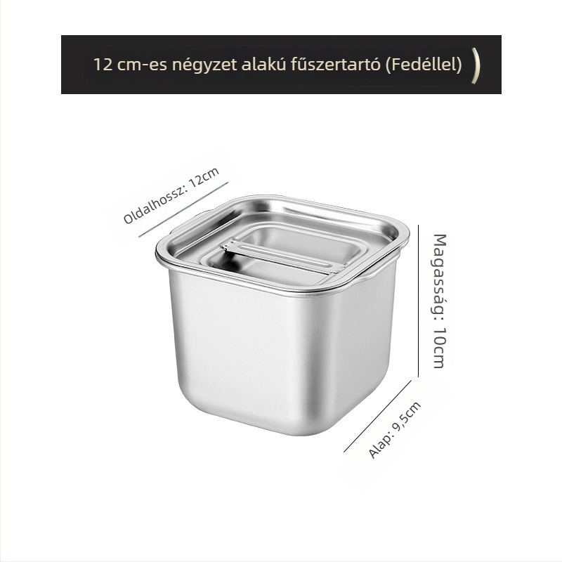Rozsdamentes acél fűszertartó – vastagított kivitel kereskedelmi konyhákhoz, szilárd fűszerekhez, nyomtatott logóval és testreszabási lehetőséggel