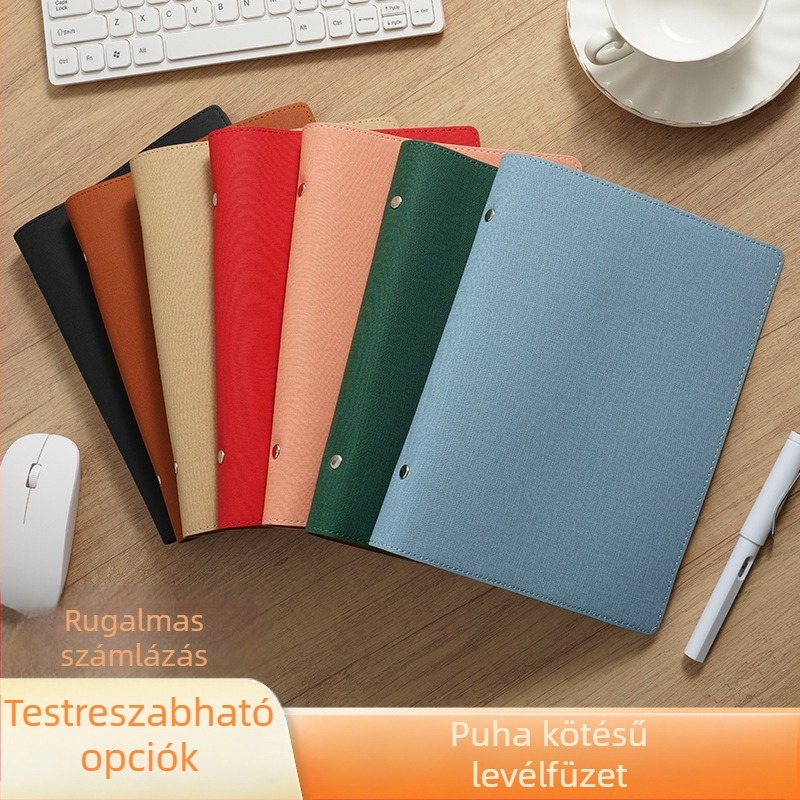 Jegyzetfüzet PU borítással, Binder kötés, Dowling papír, 100–200 oldal, irodai stílus