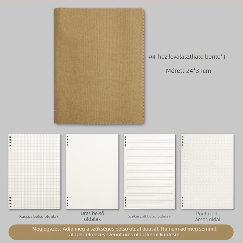 Jegyzetfüzet PU borítással, Binder kötés, Dowling papír, 100–200 oldal, irodai stílus