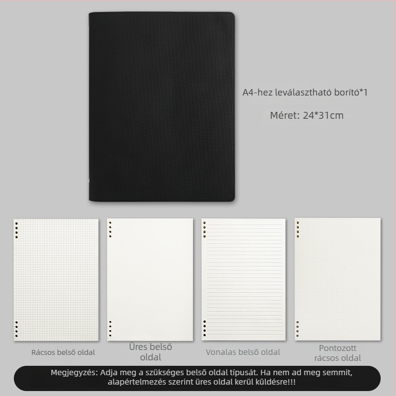 Jegyzetfüzet PU borítással, Binder kötés, Dowling papír, 100–200 oldal, irodai stílus