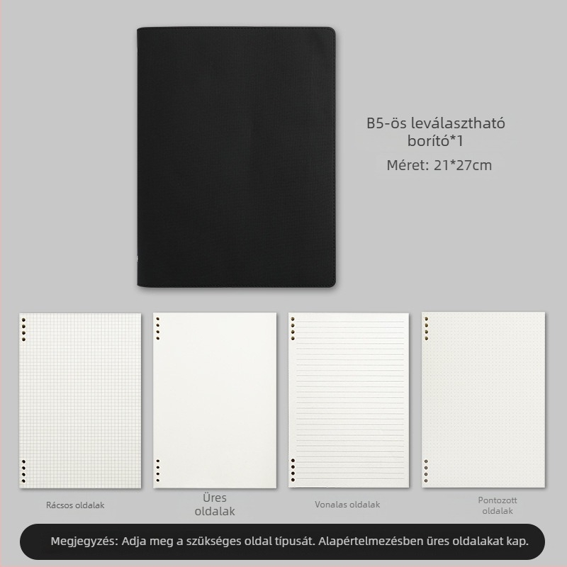 Jegyzetfüzet PU borítással, Binder kötés, Dowling papír, 100–200 oldal, irodai stílus