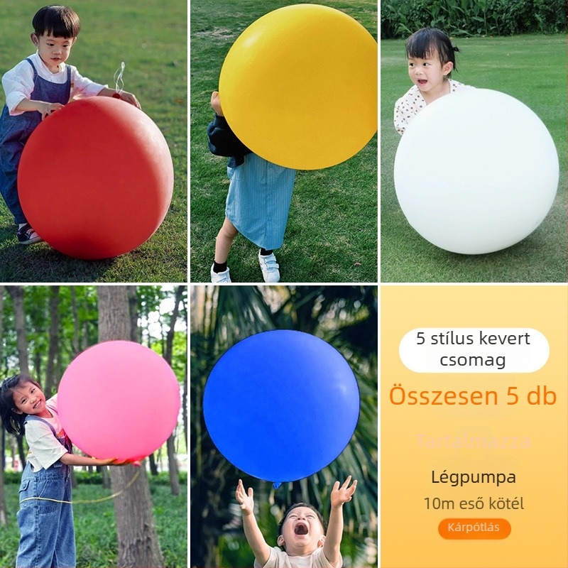 Latex anyagú gömb alakú ünnepi lufik; megfelelőek születésnapokra és kempingezéshez; logónyomtatás nem lehetséges